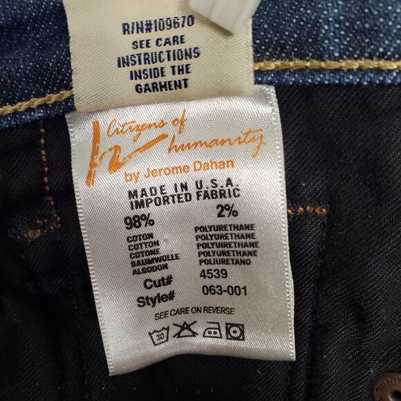 Citizens Of Humanity Womens Sz 29 Jeans Kelly #003 Low Waist Denim Cropped Blue - Picture 9 of 11